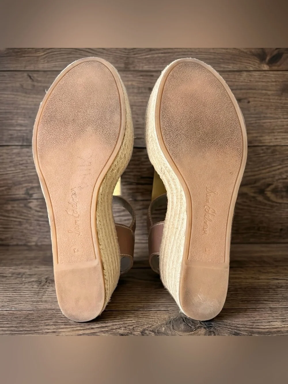 Sam Edelman Dimitra Espadrille Wedge Sandals Size 8.5 Suede Leather Brown Tan⁠